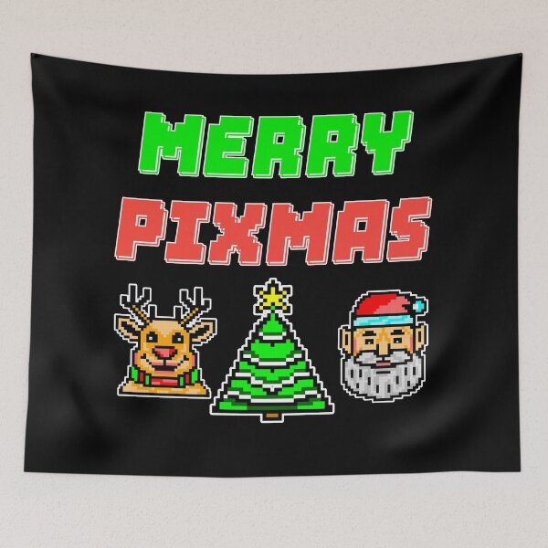 Item preview, Merry Pixmas Retro Pixel Art Christmas Design designed and sold by IceBathDESIGNS.