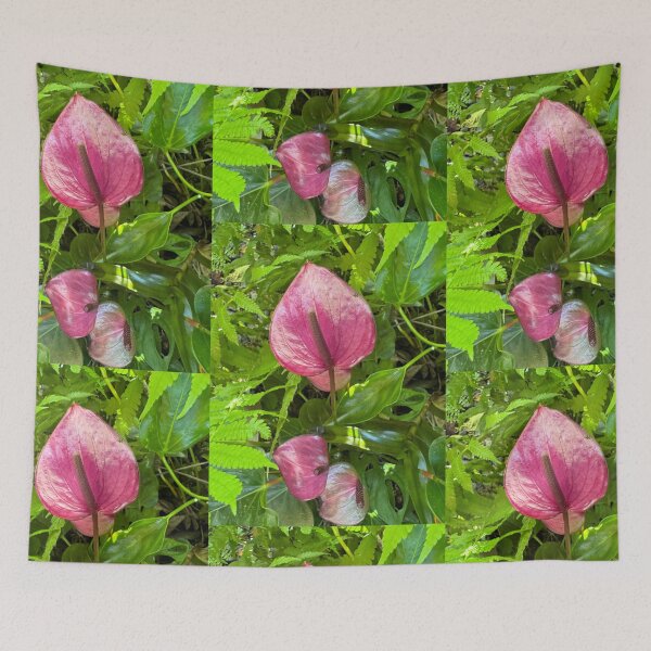 Item preview, “Pink Anthurium Among Ferns and Leaves” designed and sold by TrisaThyme.