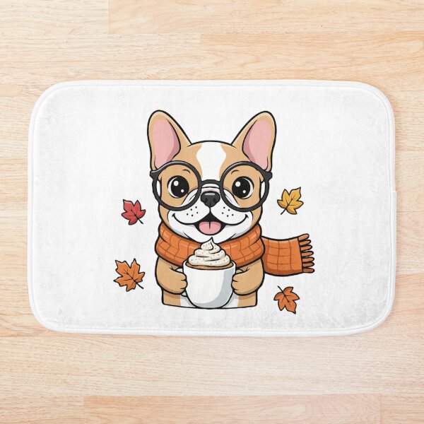 Artikelvorschau, Süßer französischer Bulldoggenhund mit Pumpkin Spice Latte – Gemütlicher Herbstkaffee-Welpe entworfen und verkauft von The Real Life Symphony.
