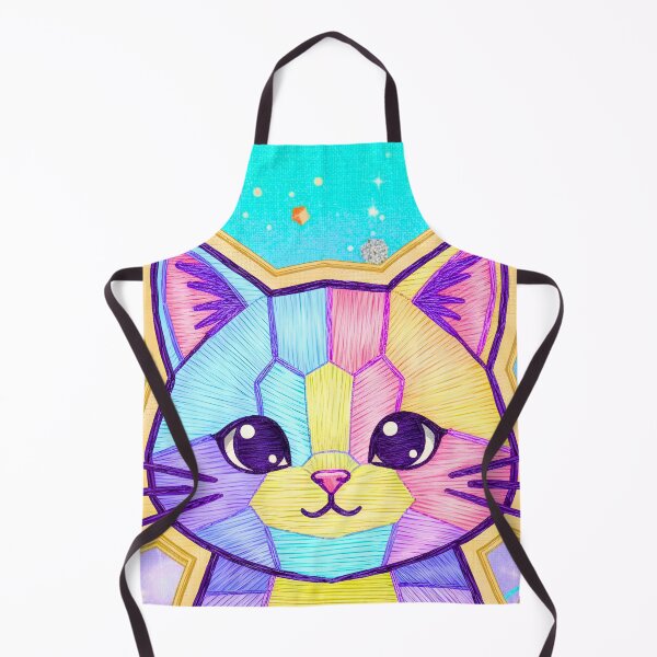 Item preview, Geometric Kitten Chibi Embroidery Straight Lines Modern Kawaii designed and sold by JOSTH.