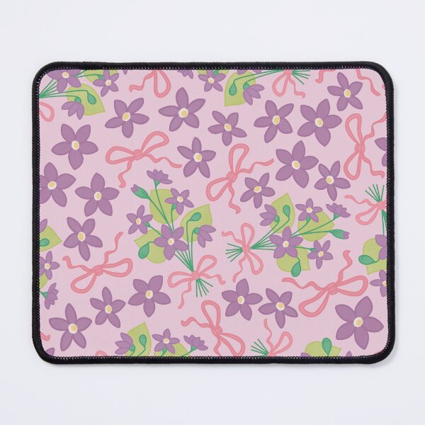 Item preview, cute violet flowers and bows pattern designed and sold by winterpumpkin.