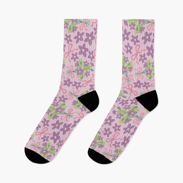 Item preview, cute violet flowers and bows pattern designed and sold by winterpumpkin.