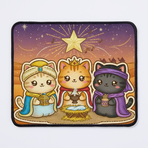 Item preview, Three Wise Men Chibi Kittens Epiphany Embroidery designed and sold by JOSTH.