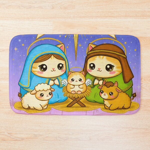 Item preview, Chibi Kitten Nativity Scene Embroidered Holy Family designed and sold by JOSTH.
