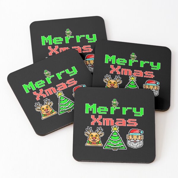 Item preview, Merry Xmas Pixel Art Design with Santa Tree and Reindeer designed and sold by IceBathDESIGNS.