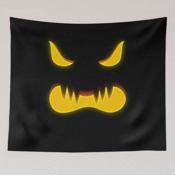 Item preview, Angry Scary Pumpkin Face with Sharp Teeth: Glowing Jack O’ Lantern Halloween Art designed and sold by MONTRIS.