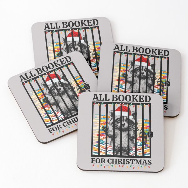 Item preview, All Booked For Christmas, Book Lover, Reading Santa Racoon Behind Bars designed and sold by Forevermore.