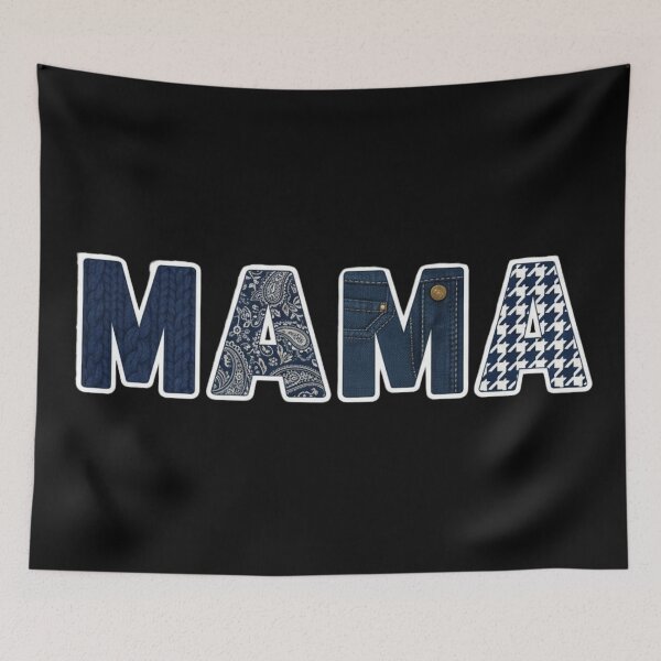 Item preview, Navy Blue MAMA Plaid Floral T-Shirt, Classic Winter Argyle Cozy Mom Gift designed and sold by Khokha80.