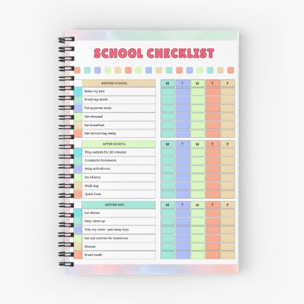 Item preview, Kids School Daily Routine Checklist – Morning Afternoon Bedtime Tracker designed and sold by EmeraldeaDesign.