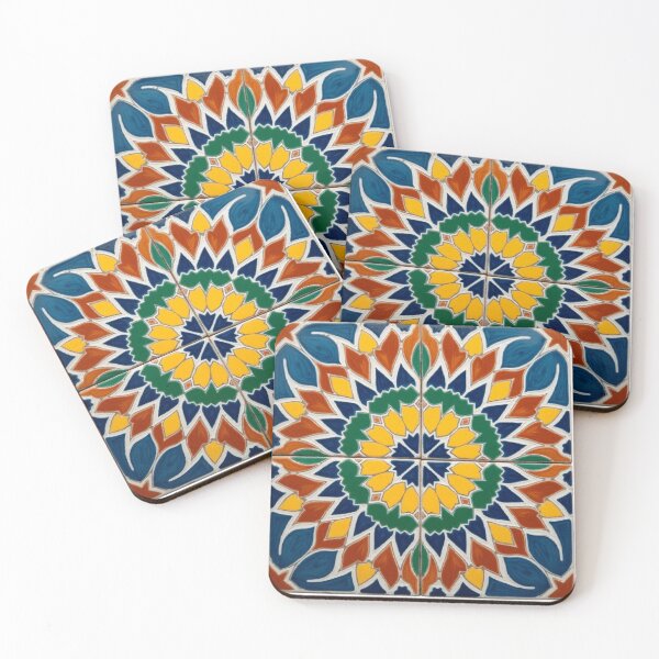 Item preview, Luxury Moroccan Zellige Mandala // Square Islamic Geometric Tile Art – Bohemian Wall Design designed and sold by Artaprintly.