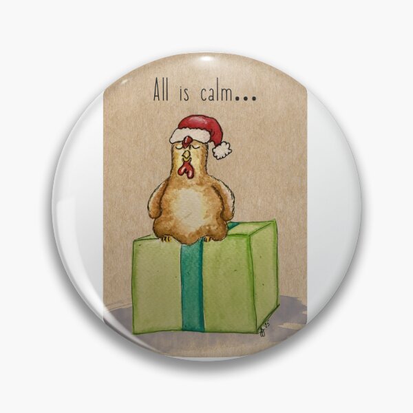 Item preview, All is calm original watercolor Christmas chicken  designed and sold by The Baroque Brush.
