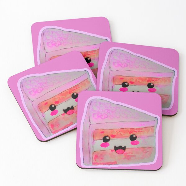 Item preview, A Happy Kawaii Strawberry Cake Dessert watercolor food illustration  designed and sold by happiartworks .