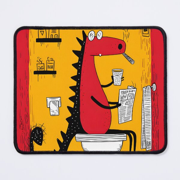 Item preview, Red Dino Mastering the Art of Toilet Time With Coffee, Cigar and Morning News Chaos designed and sold by OlfactoART Studio.