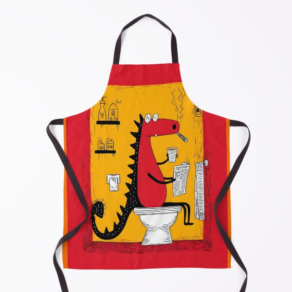 Item preview, Red Dino Mastering the Art of Toilet Time With Coffee, Cigar and Morning News Chaos designed and sold by OlfactoART Studio.