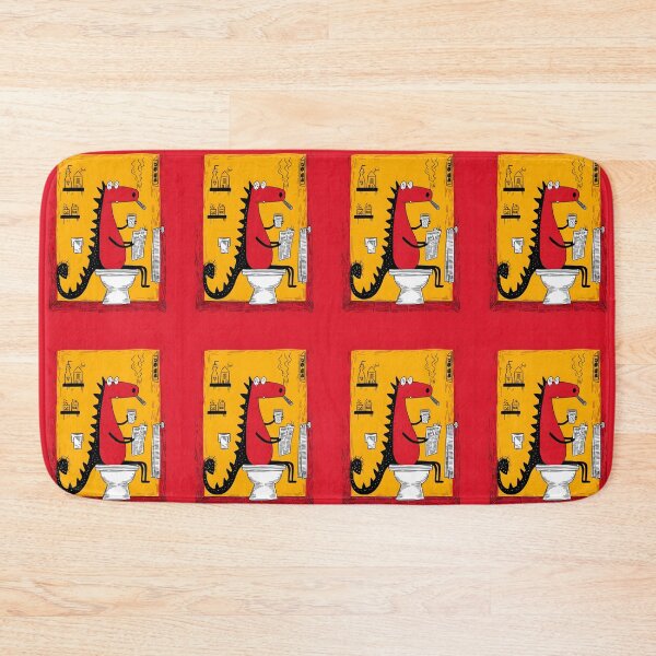 Item preview, Red Dino Mastering the Art of Toilet Time With Coffee, Cigar and Morning News Chaos designed and sold by OlfactoART Studio.