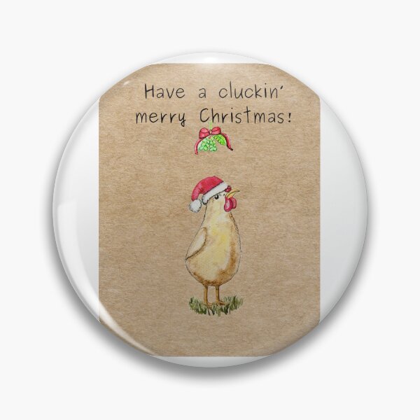 Item preview, Cluckin’ merry Christmas—watercolor Christmas chicken under mistletoe  designed and sold by The Baroque Brush.