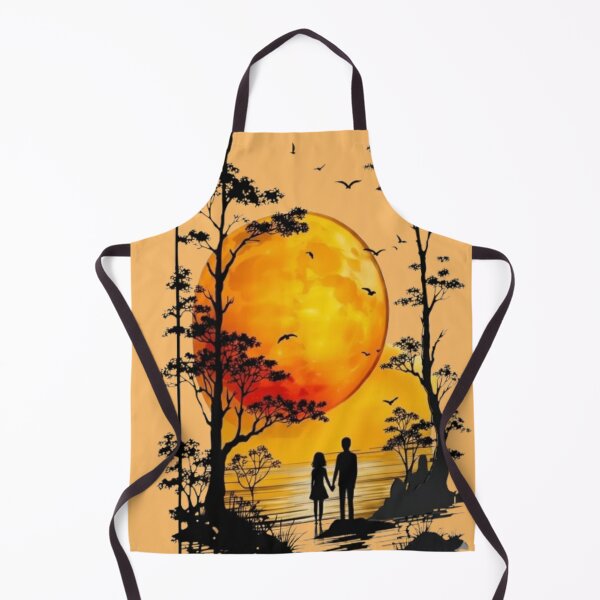 Aperçu de l'œuvre Couple Holding Hands Under Fiery Moon créée et vendue par HalloweenShop666.