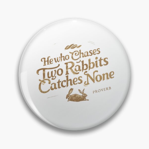 Item preview, He Who Chases Two Rabbits Catches None | Vintage Gold Proverb Focus Quote designed and sold by Tucker-Art.
