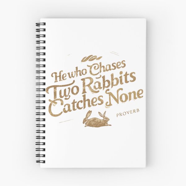 Item preview, He Who Chases Two Rabbits Catches None | Vintage Gold Proverb Focus Quote designed and sold by Tucker-Art.