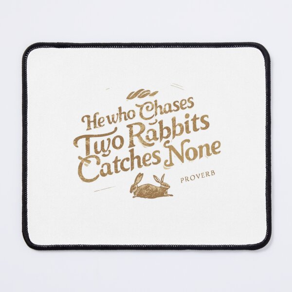 Item preview, He Who Chases Two Rabbits Catches None | Vintage Gold Proverb Focus Quote designed and sold by Tucker-Art.