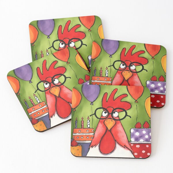 Item preview, Party-Ready Chicken Rocking Glasses and Owning the Cake, Balloons, and Candle Chaos designed and sold by OlfactoART Studio.