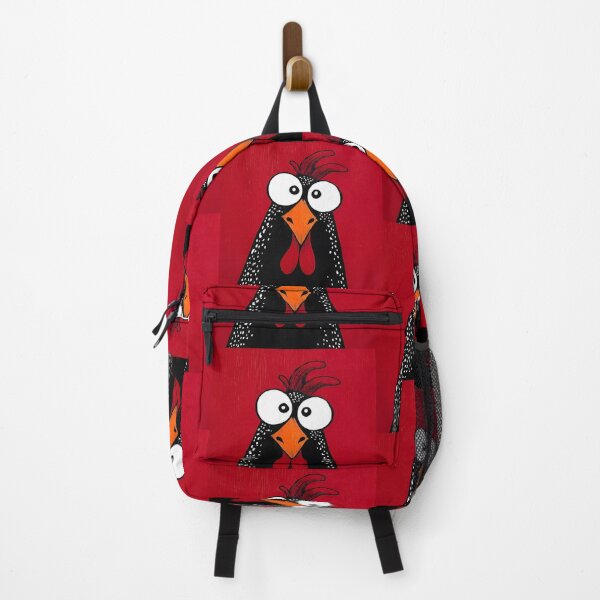 Item preview, Wide-Eyed Chicken Giving You the Side-Eye While Owning the Bold Red Background designed and sold by OlfactoART Studio.