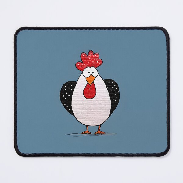 Item preview, Cheeky Chicken Strutting Its Stuff With Bright Red Comb and Black Wings Against Bold Blue designed and sold by OlfactoART Studio.