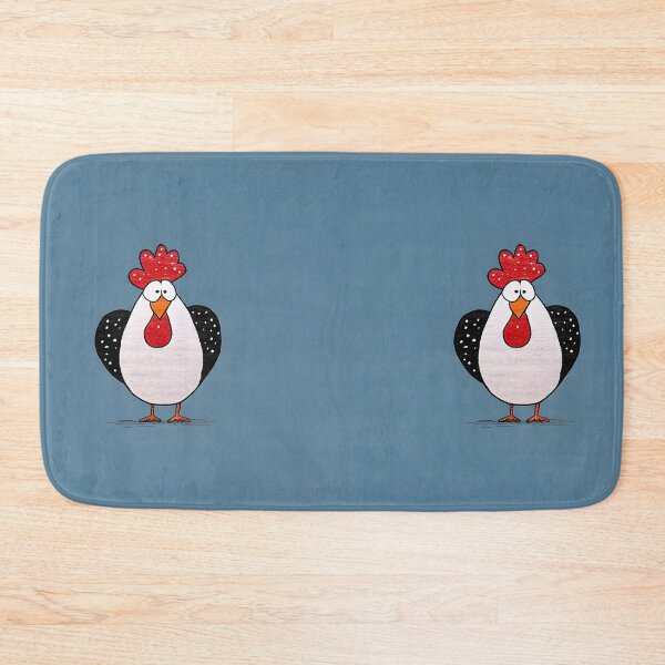 Item preview, Cheeky Chicken Strutting Its Stuff With Bright Red Comb and Black Wings Against Bold Blue designed and sold by OlfactoART Studio.
