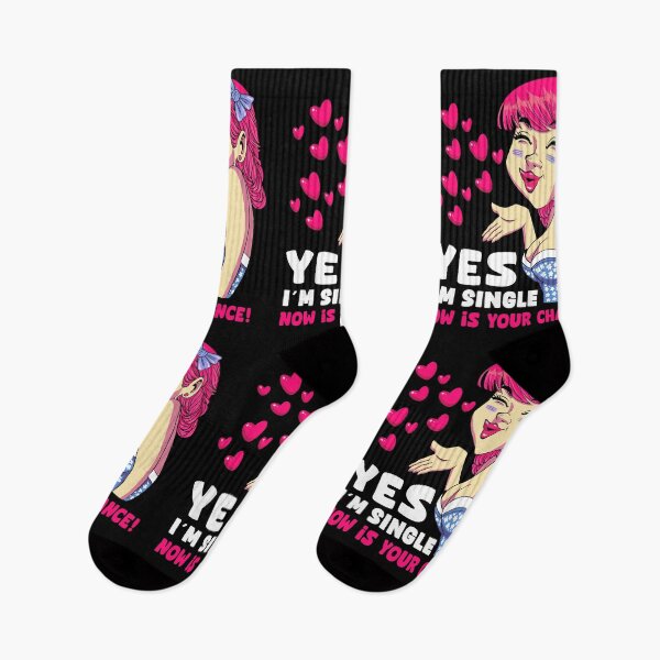 Item preview, Yes I’m Single Now Is Your Chance -  Funny Quote Flirty Cartoon Girl Blowing Hearts designed and sold by Dmetalx Art Apparel.
