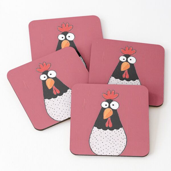 Item preview, Polka-Dot Chicken Making Faces and Stealing the Spotlight Against Bold Red Chaos designed and sold by OlfactoART Studio.