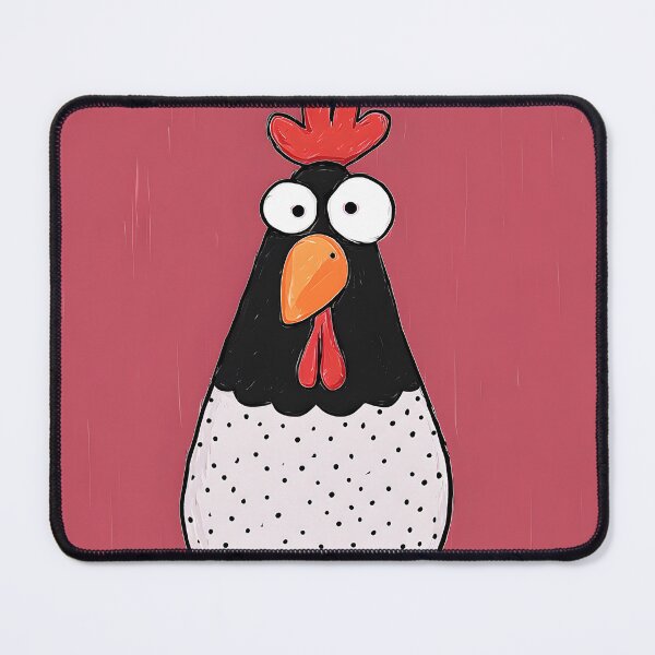 Item preview, Polka-Dot Chicken Making Faces and Stealing the Spotlight Against Bold Red Chaos designed and sold by OlfactoART Studio.