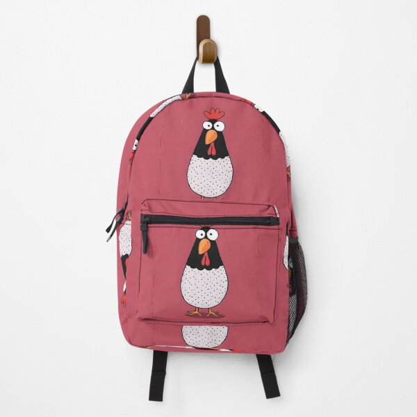 Item preview, Polka-Dot Chicken Making Faces and Stealing the Spotlight Against Bold Red Chaos designed and sold by OlfactoART Studio.