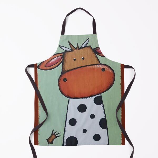 Item preview, Playful Moo Cow Flaunting Its Big Orange Muzzle and Black Spots Against Soft Green Backdrop designed and sold by OlfactoART Studio.