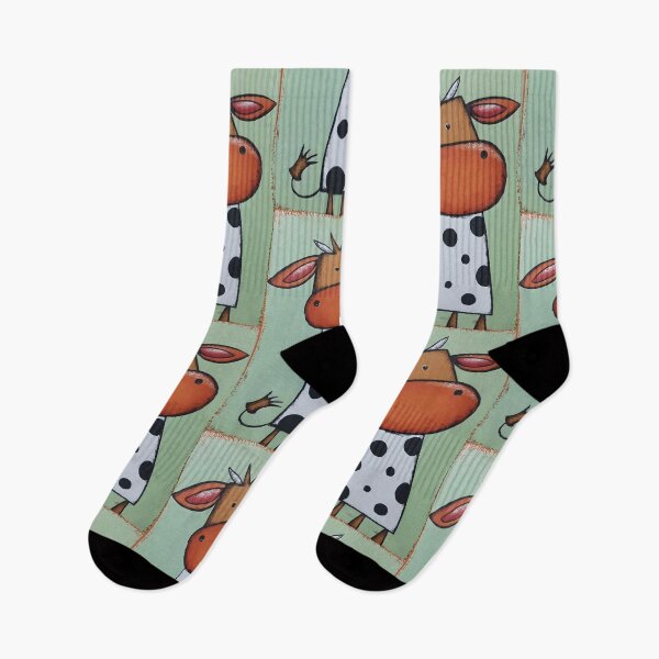 Item preview, Playful Moo Cow Flaunting Its Big Orange Muzzle and Black Spots Against Soft Green Backdrop designed and sold by OlfactoART Studio.