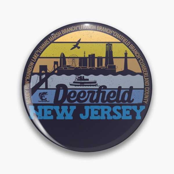 Item preview, Deerfield New Jersey Sunset Retro Vintage Local Pride Logo designed and sold by CRHPOD20.