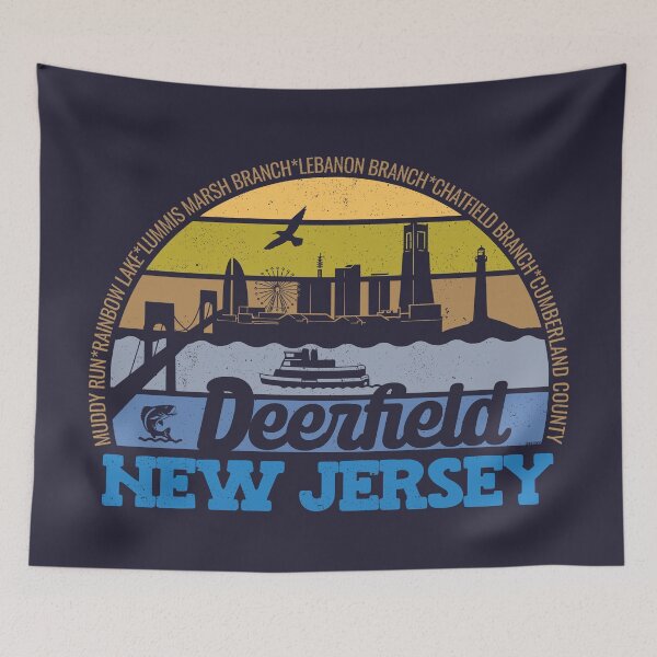 Artikelvorschau, Deerfield New Jersey Sonnenuntergang Retro Vintage Lokales Stolz-Logo entworfen und verkauft von CRHPOD20.