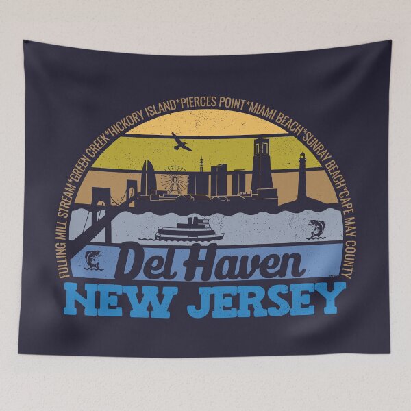 Item preview, Del Haven New Jersey Sunset Retro Vintage Local Pride Logo designed and sold by CRHPOD20.