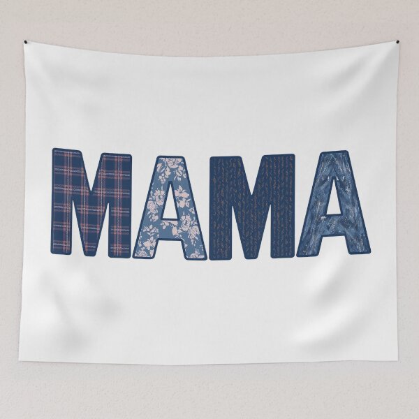 Item preview, Navy Blue MAMA Plaid Floral T-Shirt, Classic Winter Argyle Cozy Mom Gift designed and sold by Khokha80.