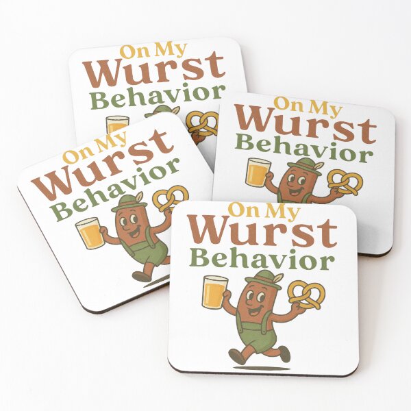 Item preview, On My Wurst Behavior - Funny Oktoberfest Sausage, juice, and Pretzel Design designed and sold by Tucker-Art.
