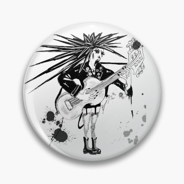 Punk Girl Band Guitarist by iServalan for Tale Teller Club Press Pin