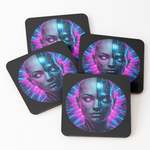 Item preview, Cyberpunk AI Face | Neon Pink and Blue Android Circuit Board Design designed and sold by Tucker-Art.