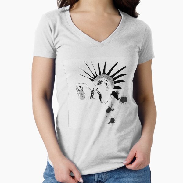 Angry Punk Girl by iServalan for Tale Teller Club Press Fitted V-Neck T-Shirt