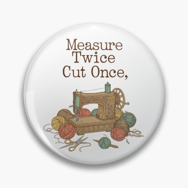 Item preview, Measure Twice Cut Once | Vintage Sewing Machine & Yarn Craft Quote designed and sold by Tucker-Art.