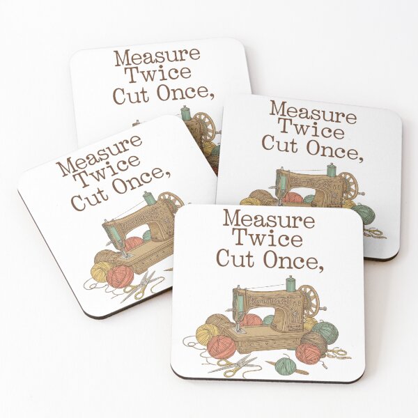 Item preview, Measure Twice Cut Once | Vintage Sewing Machine & Yarn Craft Quote designed and sold by Tucker-Art.