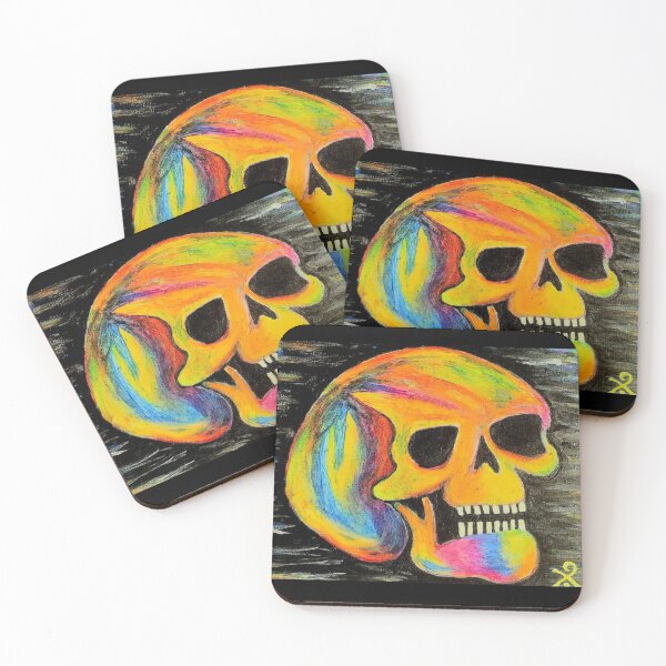 Item preview, Colorful skull painting print designed and sold by ConfuzRandomly.