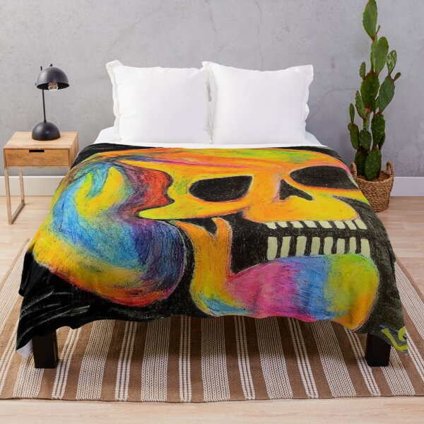 Item preview, Colorful skull painting print designed and sold by ConfuzRandomly.