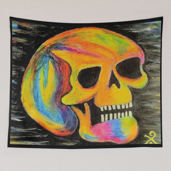 Item preview, Colorful skull painting print designed and sold by ConfuzRandomly.
