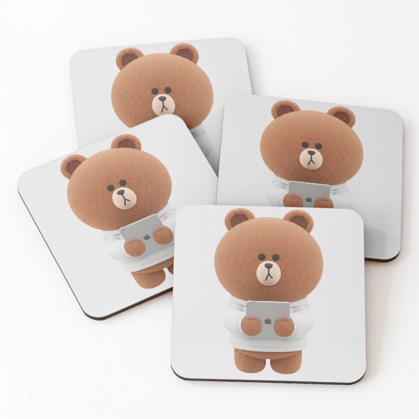 Item preview, LINE Friends Brown Bear Cozy on iPad - Little Bear in White Sweater - Kawaii Minimalist Style for Study and Tech designed and sold by Billy Morfo™.