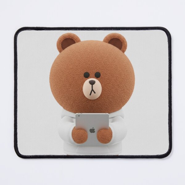 Item preview, LINE Friends Brown Bear Cozy on iPad - Little Bear in White Sweater - Kawaii Minimalist Style for Study and Tech designed and sold by William Cano.