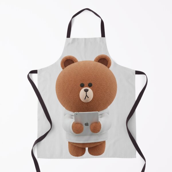 Item preview, LINE Friends Brown Bear Cozy on iPad - Little Bear in White Sweater - Kawaii Minimalist Style for Study and Tech designed and sold by William Cano.